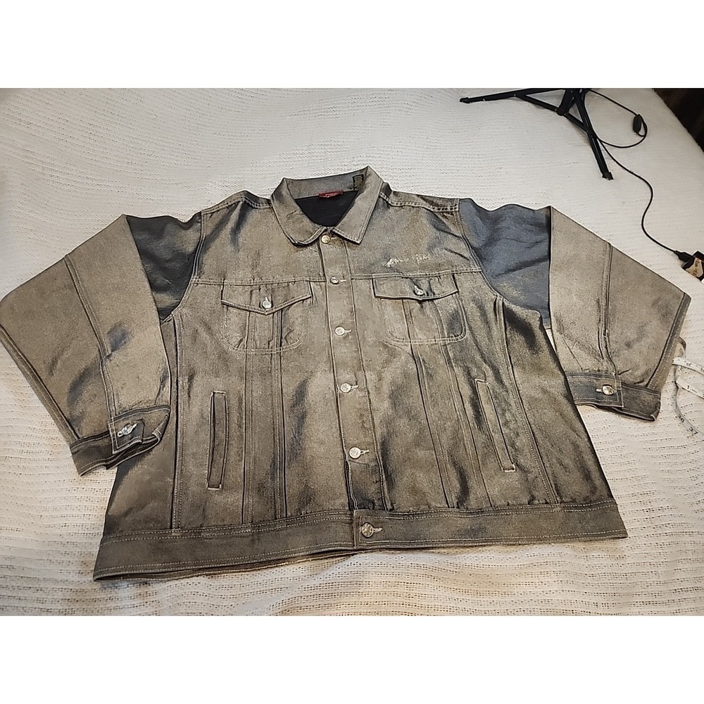 Platinum FUBU Fat Albert Denim Jacket Vintage Y2K Hip Hop Style, Rare Size 2XL